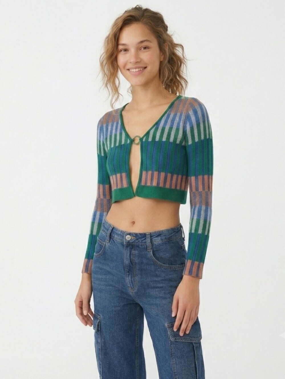 Nuuly x Find Me Now Colorblock Knit Cropped Cardigan - XS